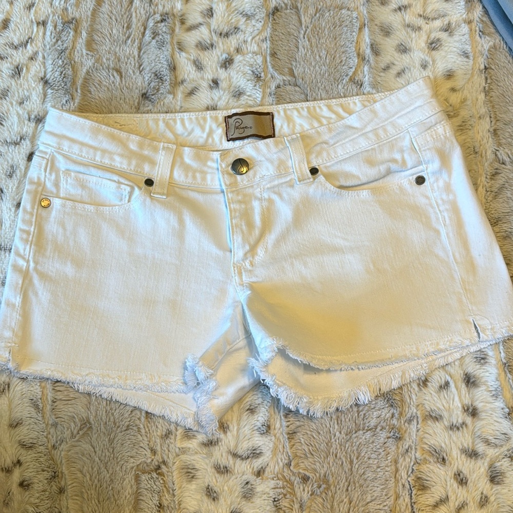 Paige white denim shorts